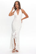 Alisette Halter Split Maxi Dress White by Selfie Leslie