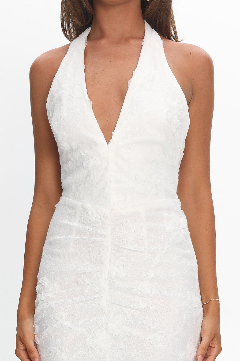 Alisette Halter Split Maxi Dress White by Selfie Leslie