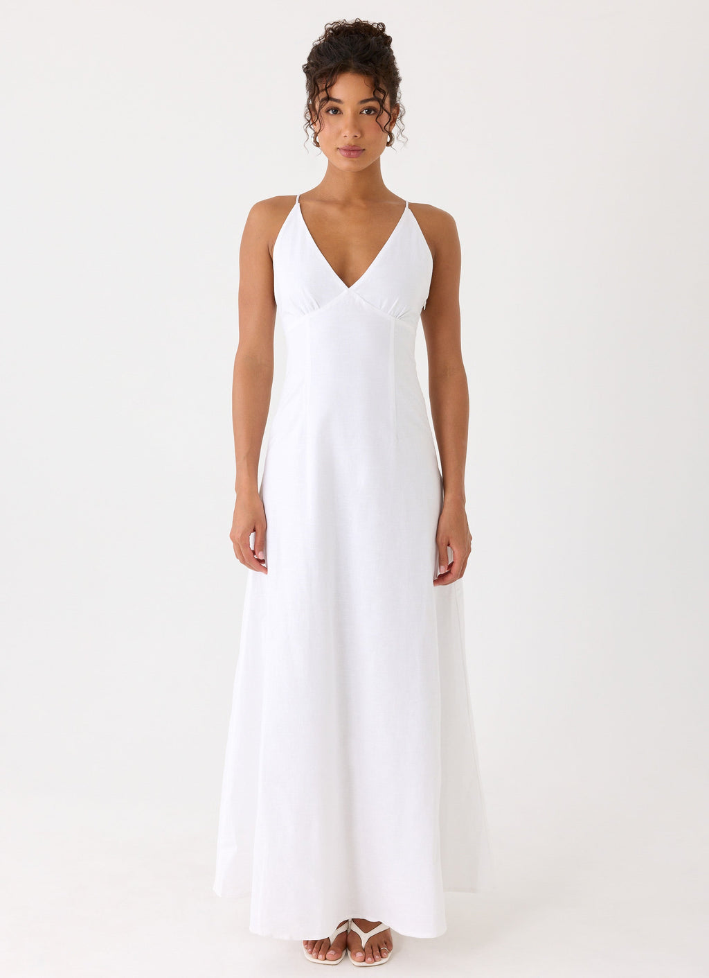 Calianna Linen Maxi Dress - White