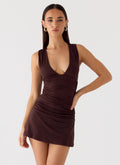 Cherry Sky Mini Dress - Chocolate