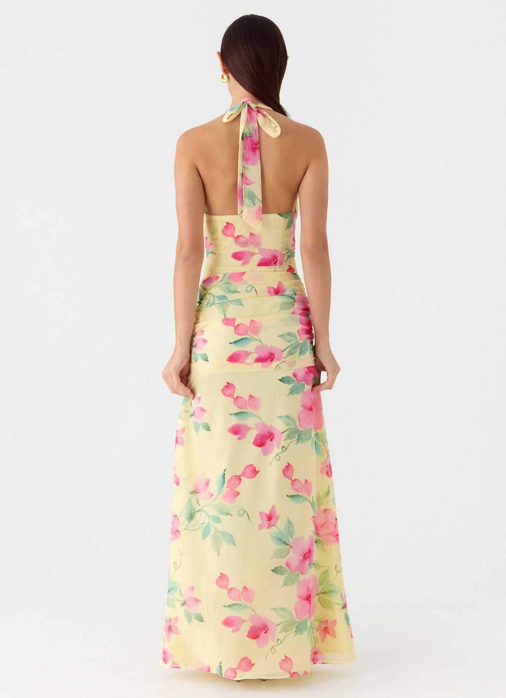 Colada Halter Maxi Dress - Lemon Soleil