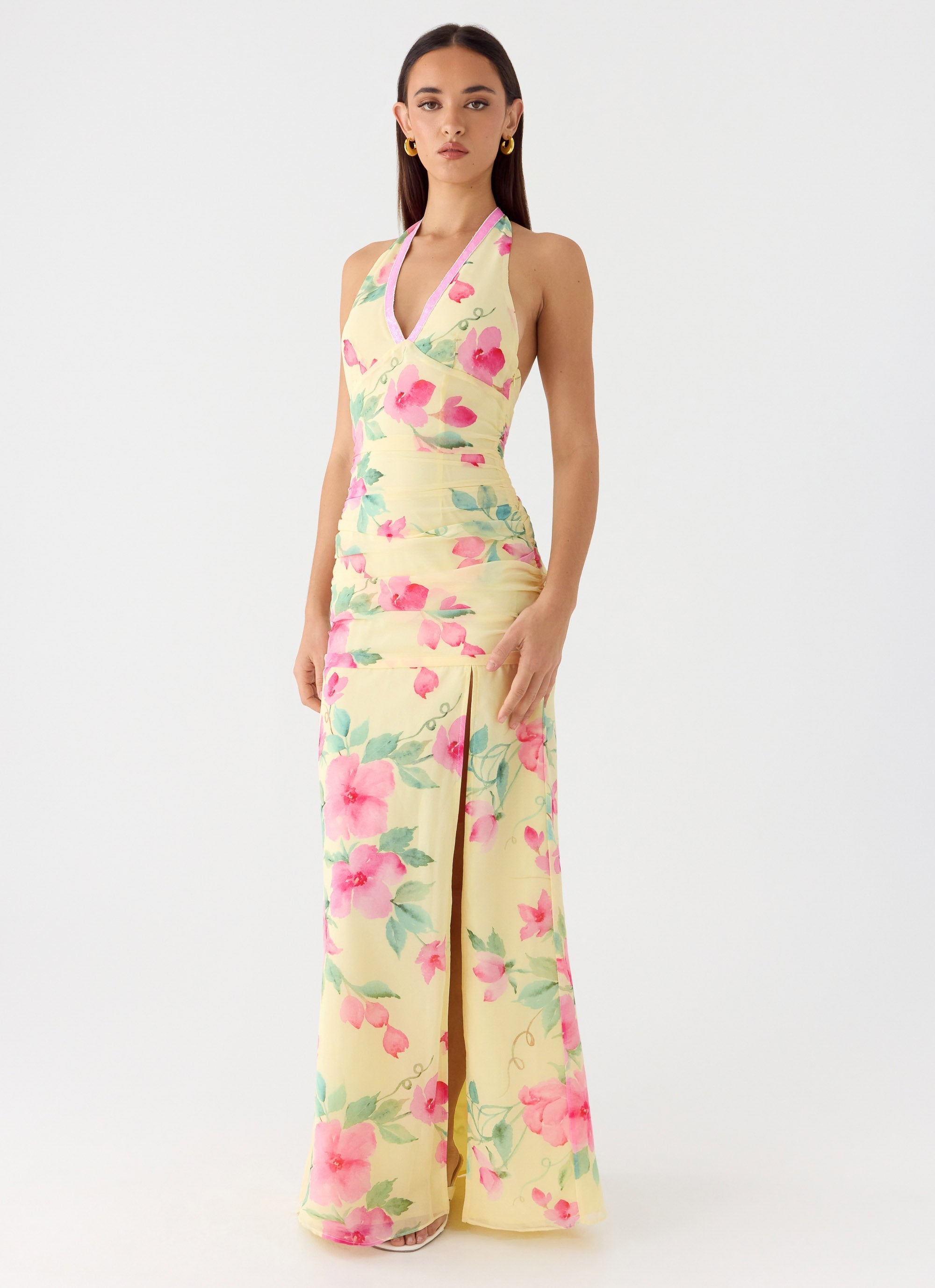 Colada Halter Maxi Dress - Lemon Soleil