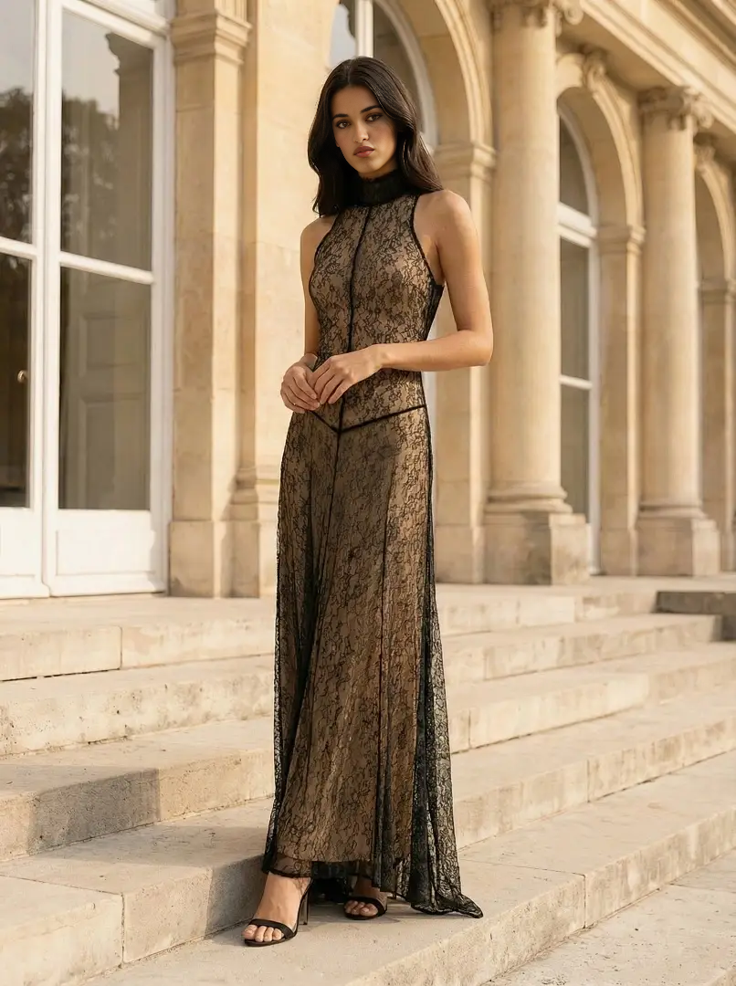 Floor-Length Emerald Green Sequin A-Line Evening Gown