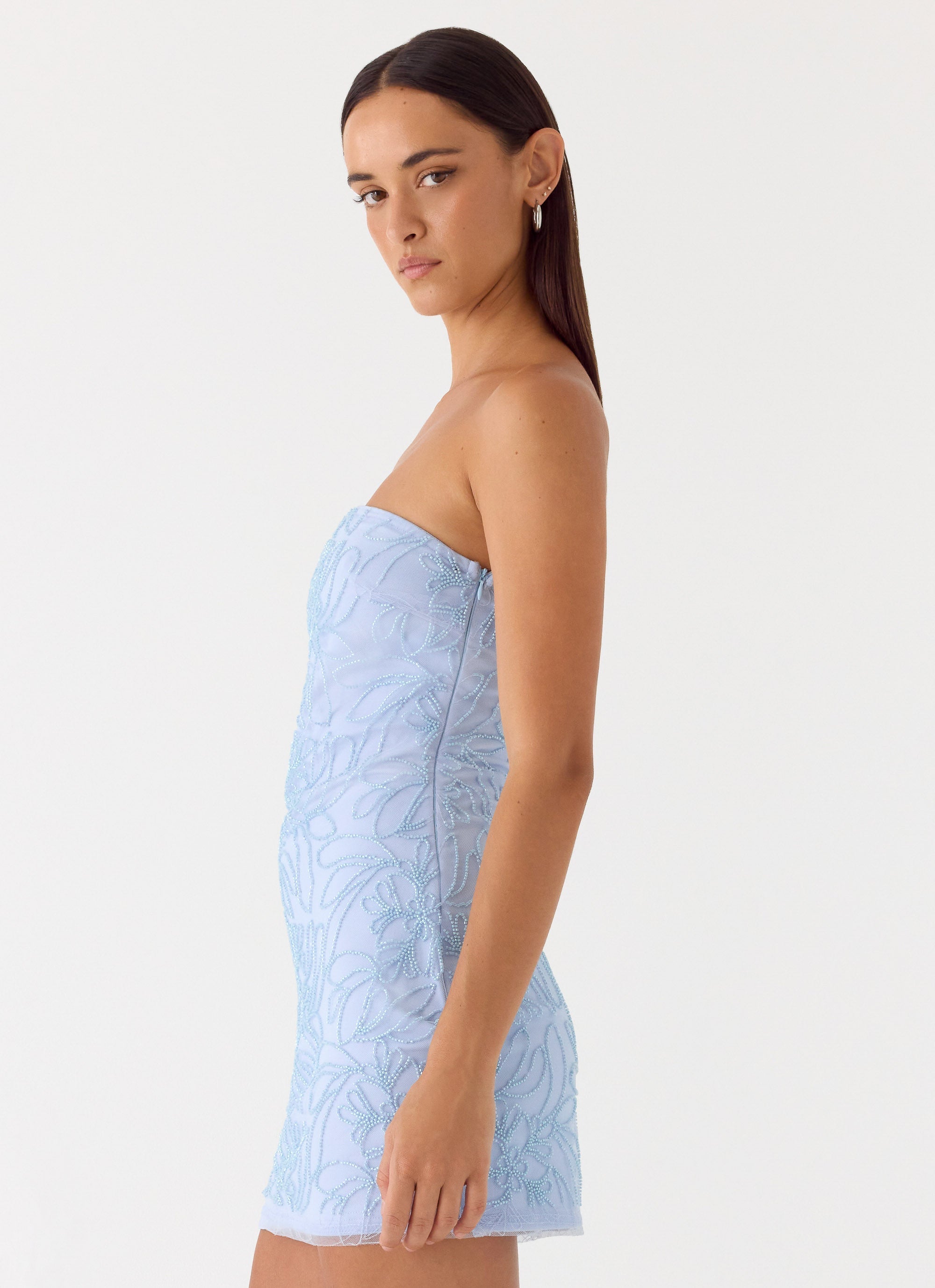 Dangerous Kind Beaded Mini Dress - Blue