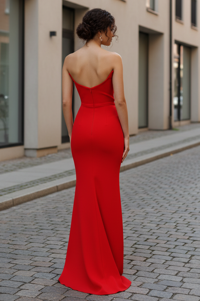 Daris Gown - Red - Cat-Eye Scoop Neckline Dress