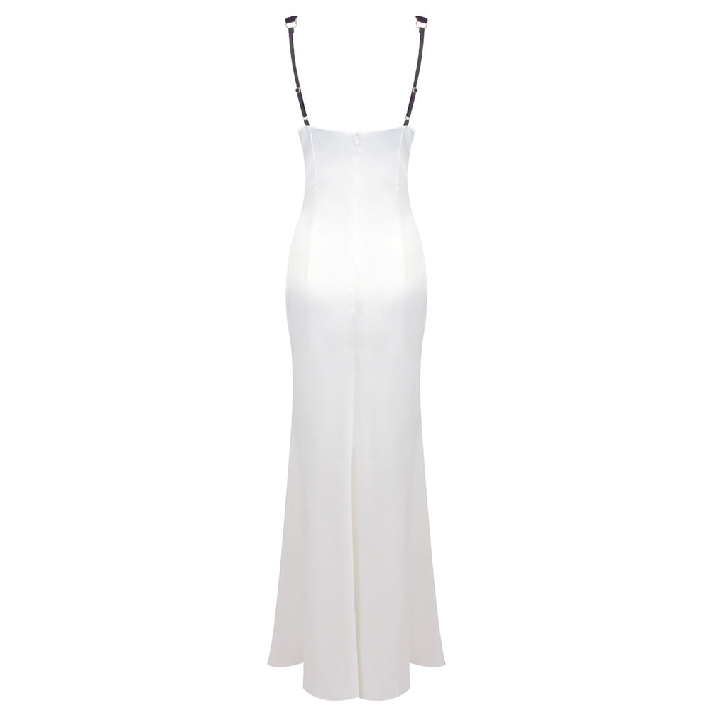 Black & White Contrast Satin Mermaid Gown