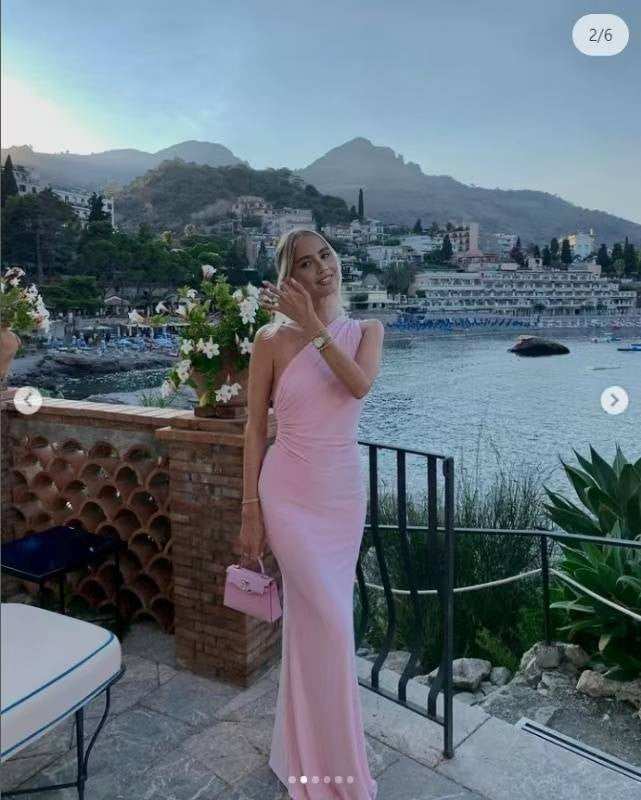 Blush Pink One-Shoulder Midi Gown