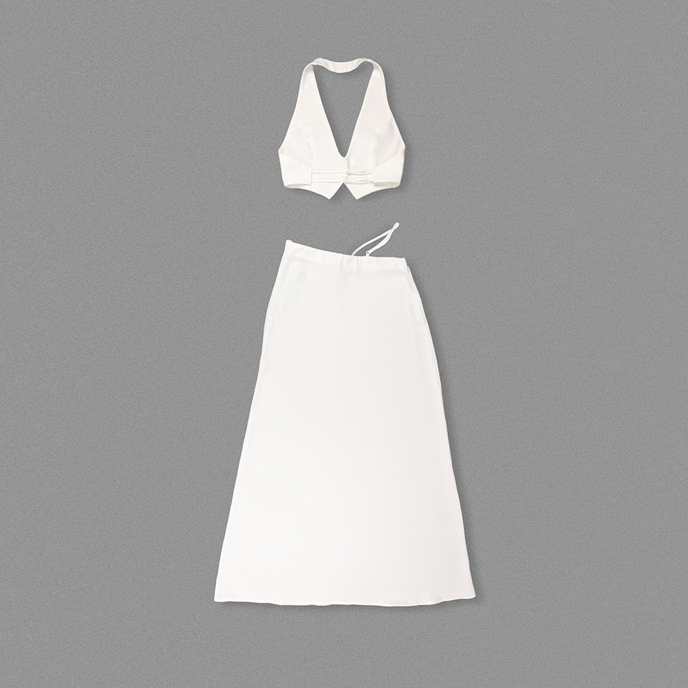 Satin Halter Two-Piece Gown