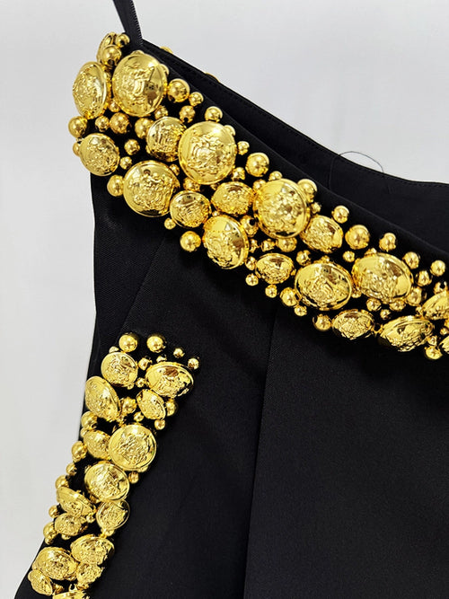 Black Mermaid Satin Evening Gown with Sequin Embellishments