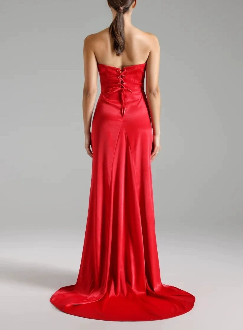 Crimson Sweetheart Beaded Mermaid Gown