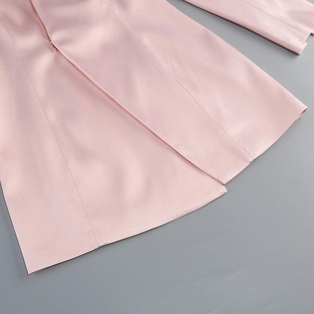 Navy Blue Satin Mermaid Evening Gown with Sweetheart Neckline & Crystal Embellishments