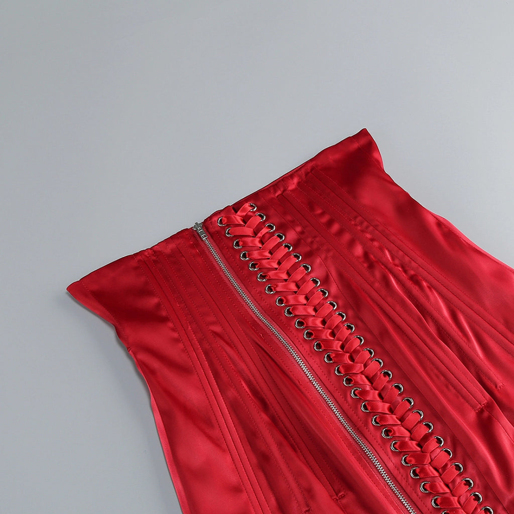 Black Satin Sequin A-Line Evening Gown with V-Neck & Open Back