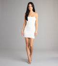 Lena Strapless Bodycon Beaded Mesh Mini Dress