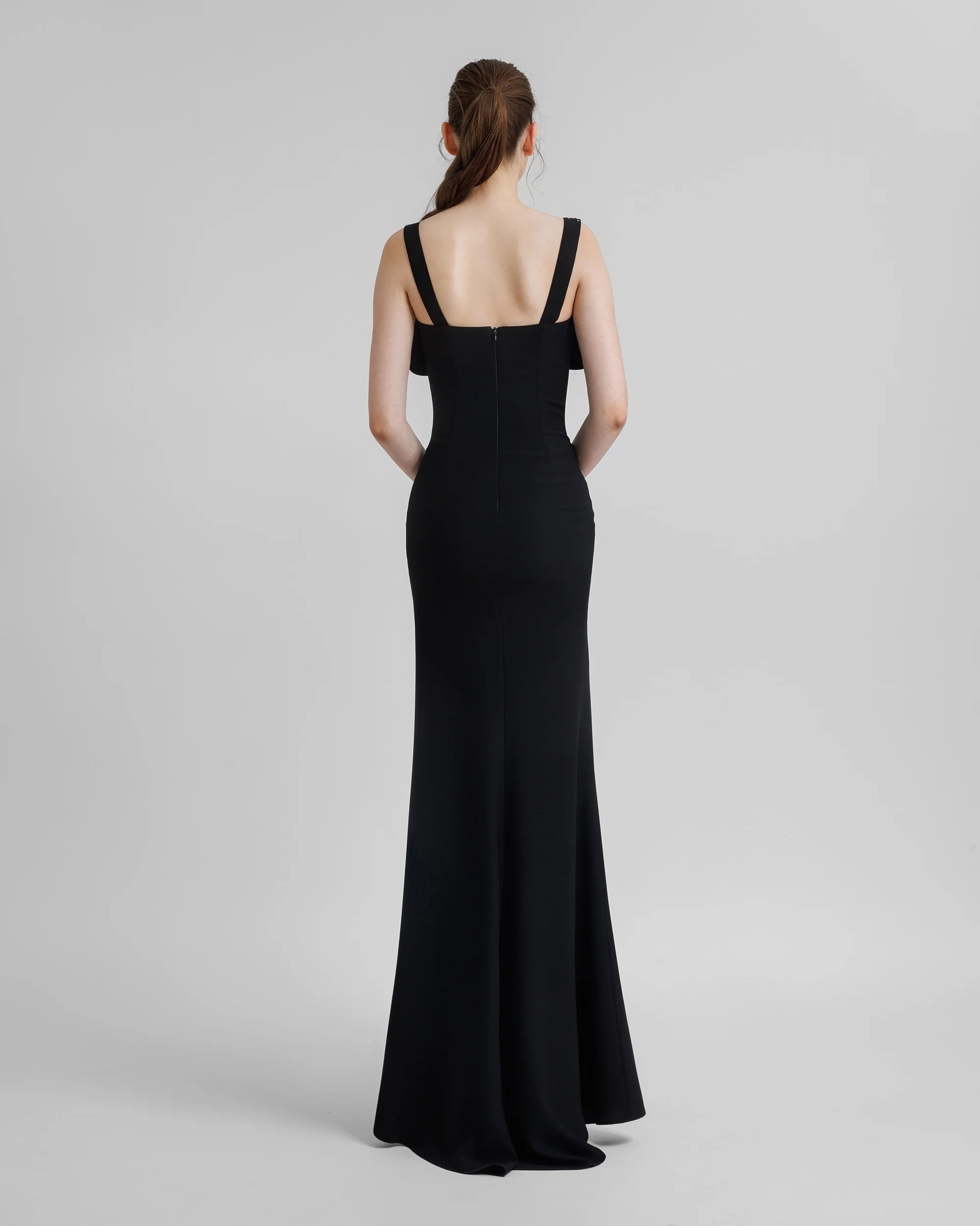 Black Cutout Bow-Accent Gown