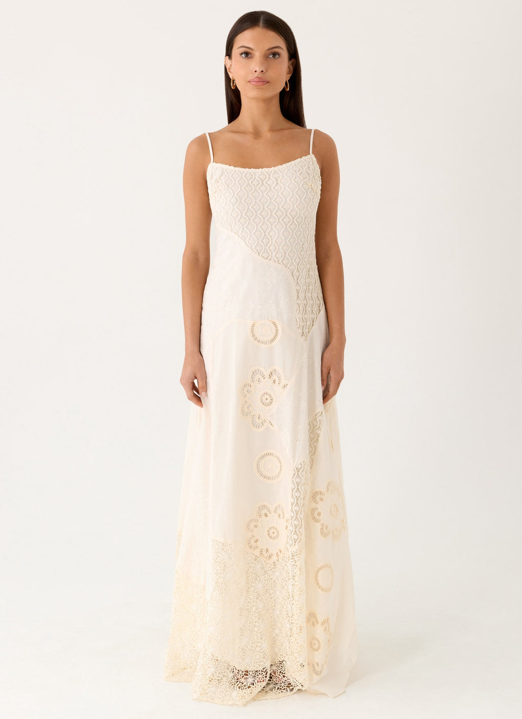 Fabienne Spliced Cotton Maxi Dress - Ivory