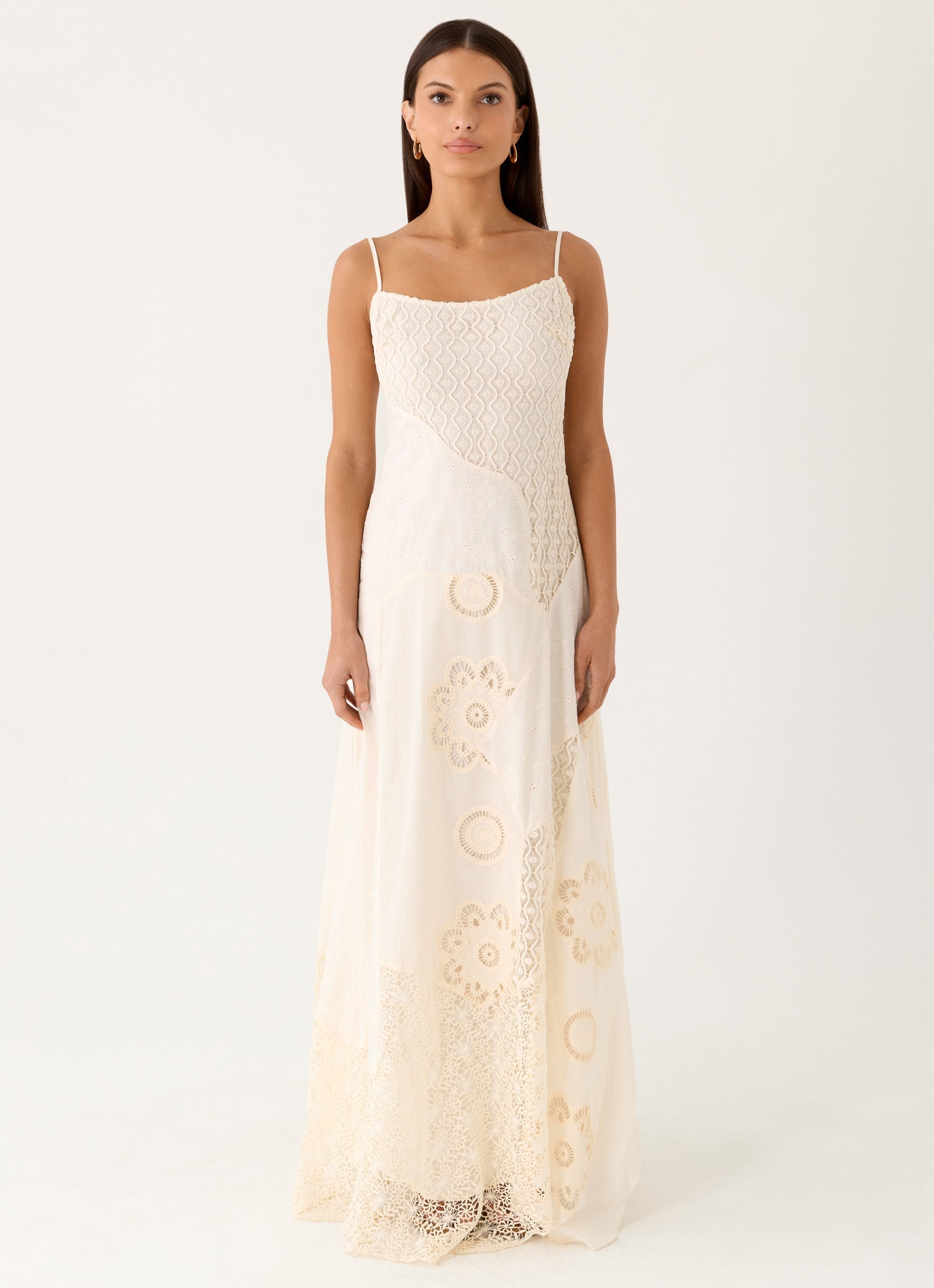 Fabienne Spliced Cotton Maxi Dress - Ivory