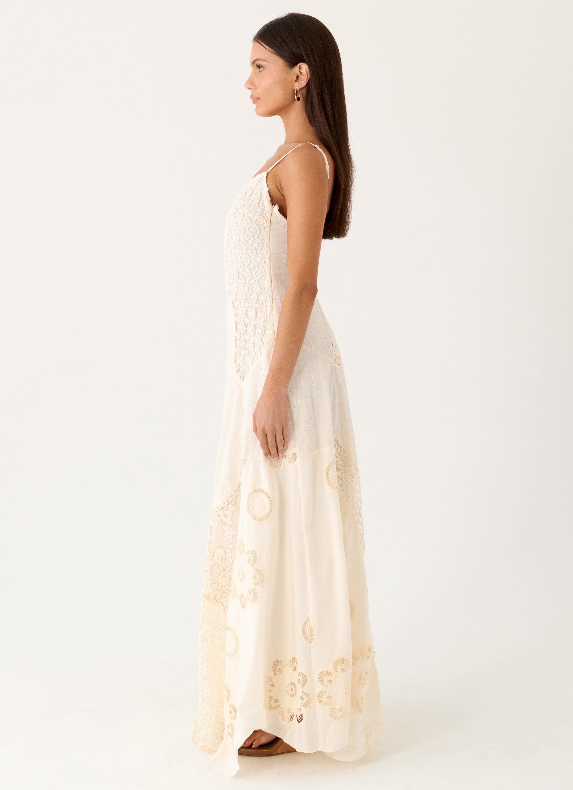 Fabienne Spliced Cotton Maxi Dress - Ivory