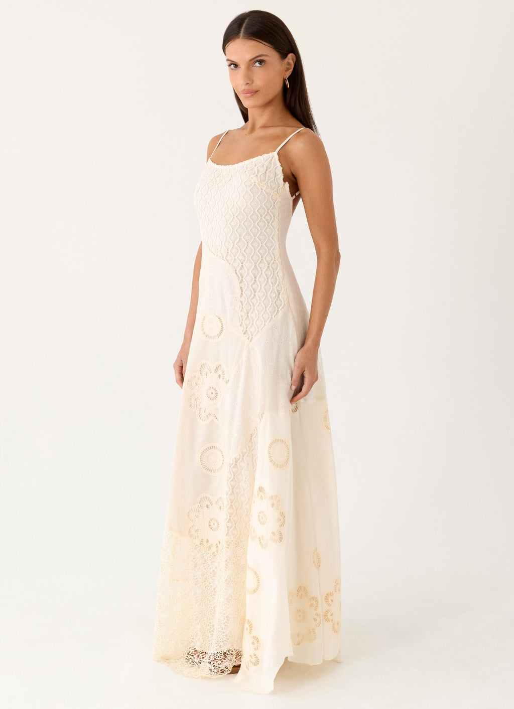 Fabienne Spliced Cotton Maxi Dress - Ivory