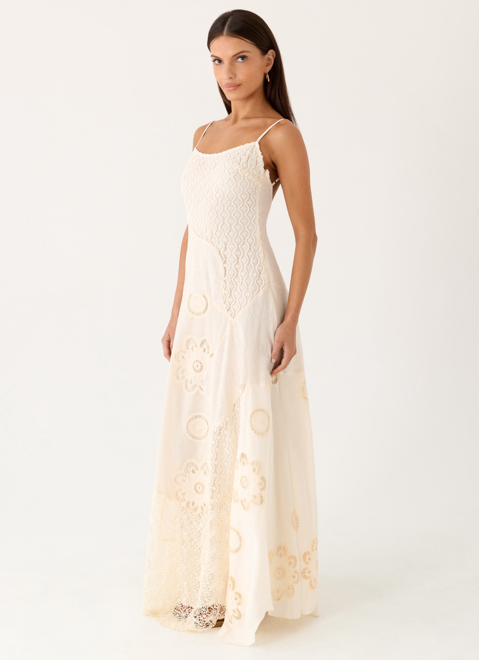 Fabienne Spliced Cotton Maxi Dress - Ivory
