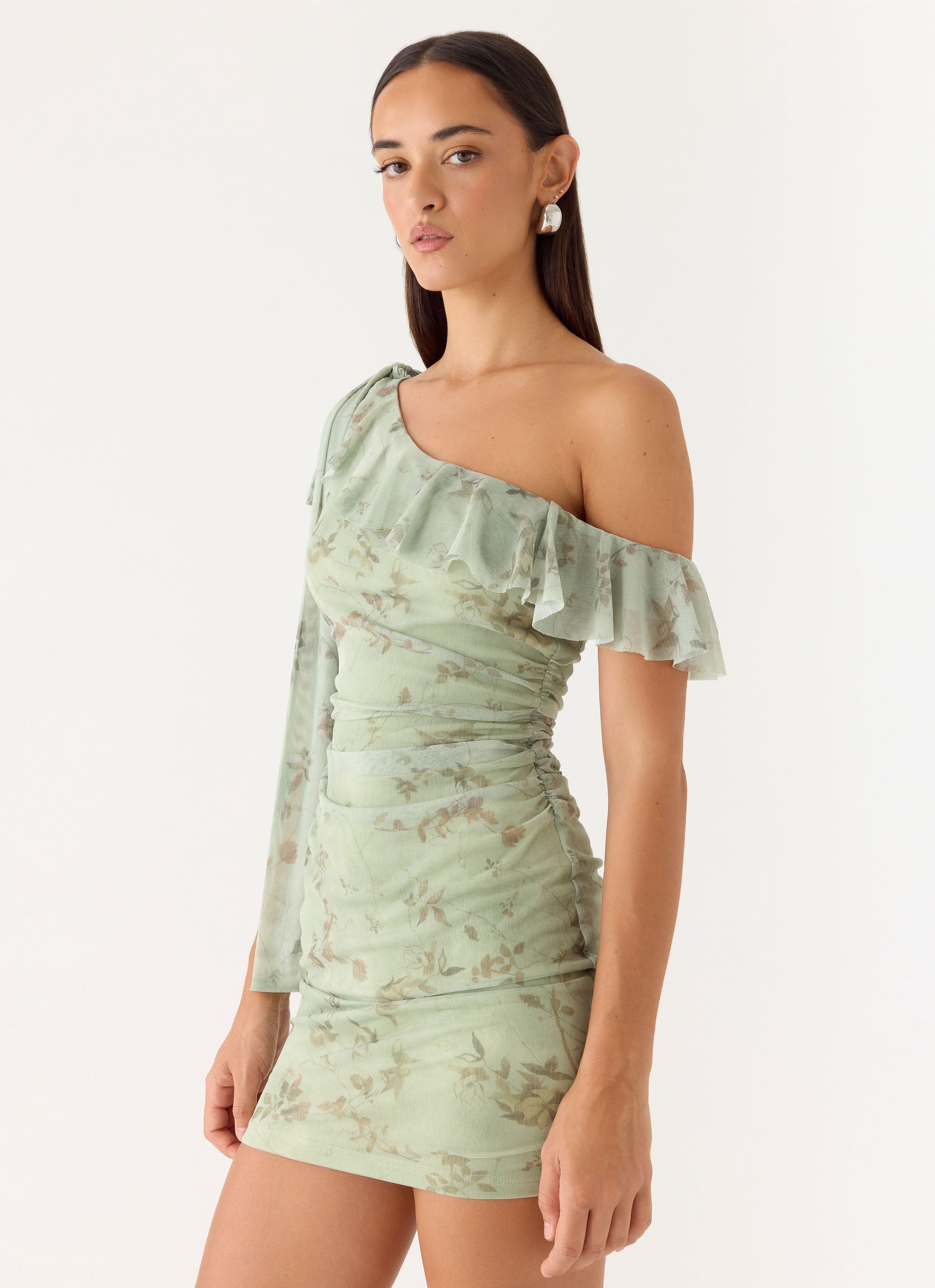 Hidden Gesture Mini Dress - Wispy Fern