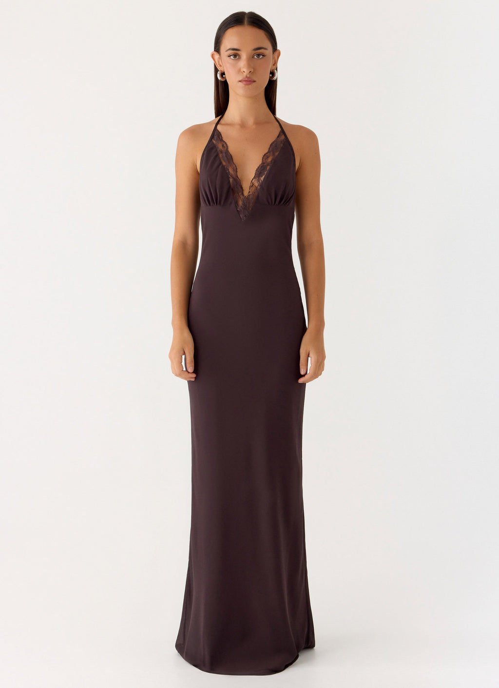 Indya Halter Maxi Dress - Chocolate