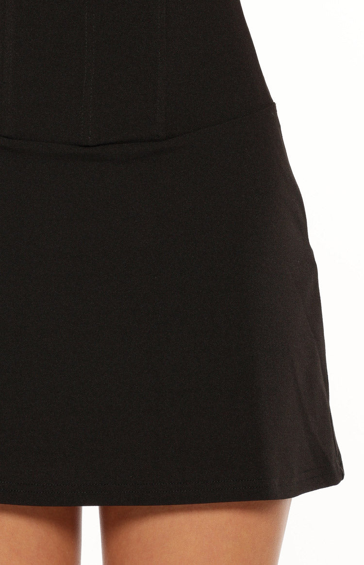 James Black Corset Crepe Mini Dress