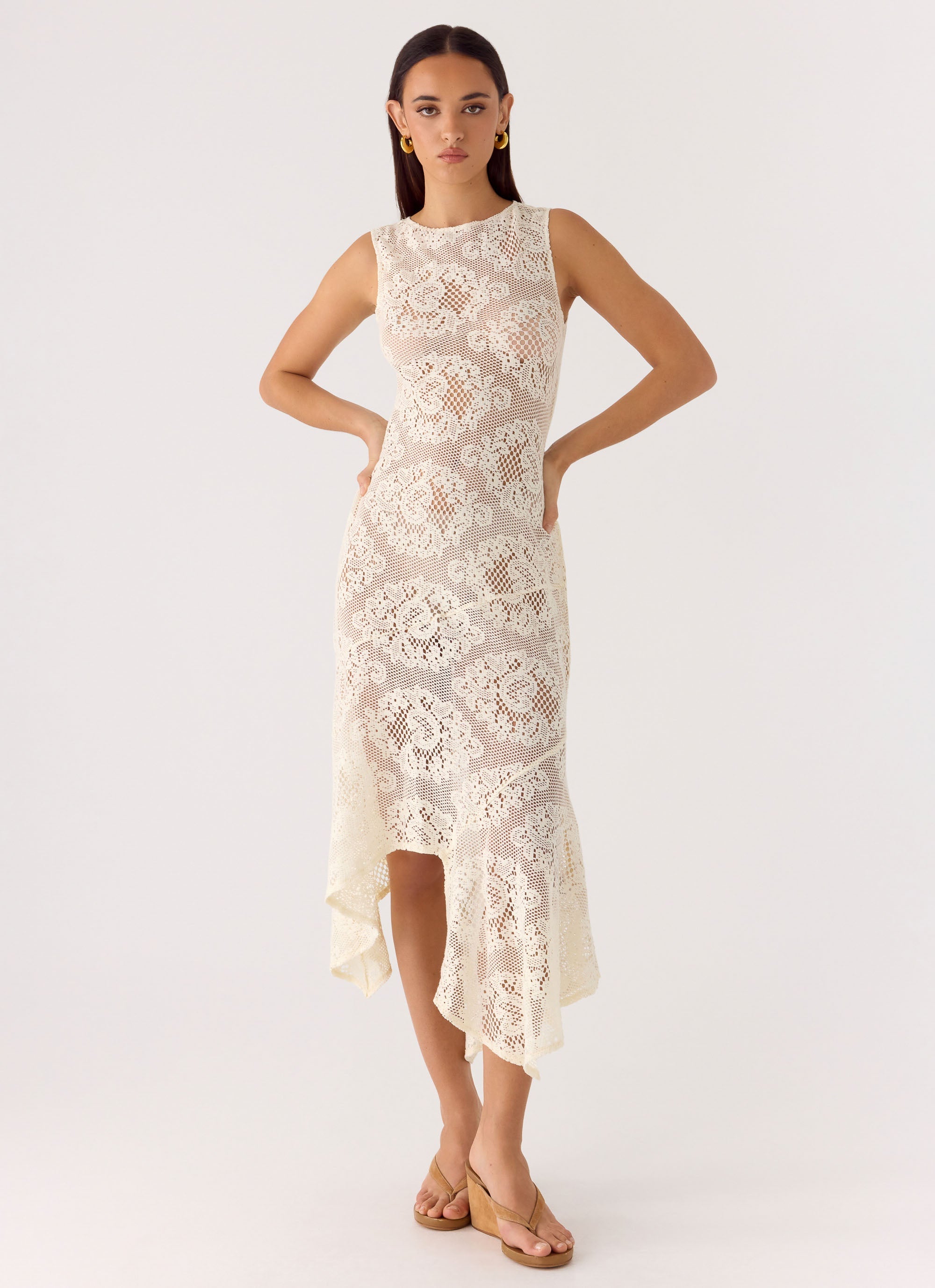 Janayia Midi Dress - Ivory
