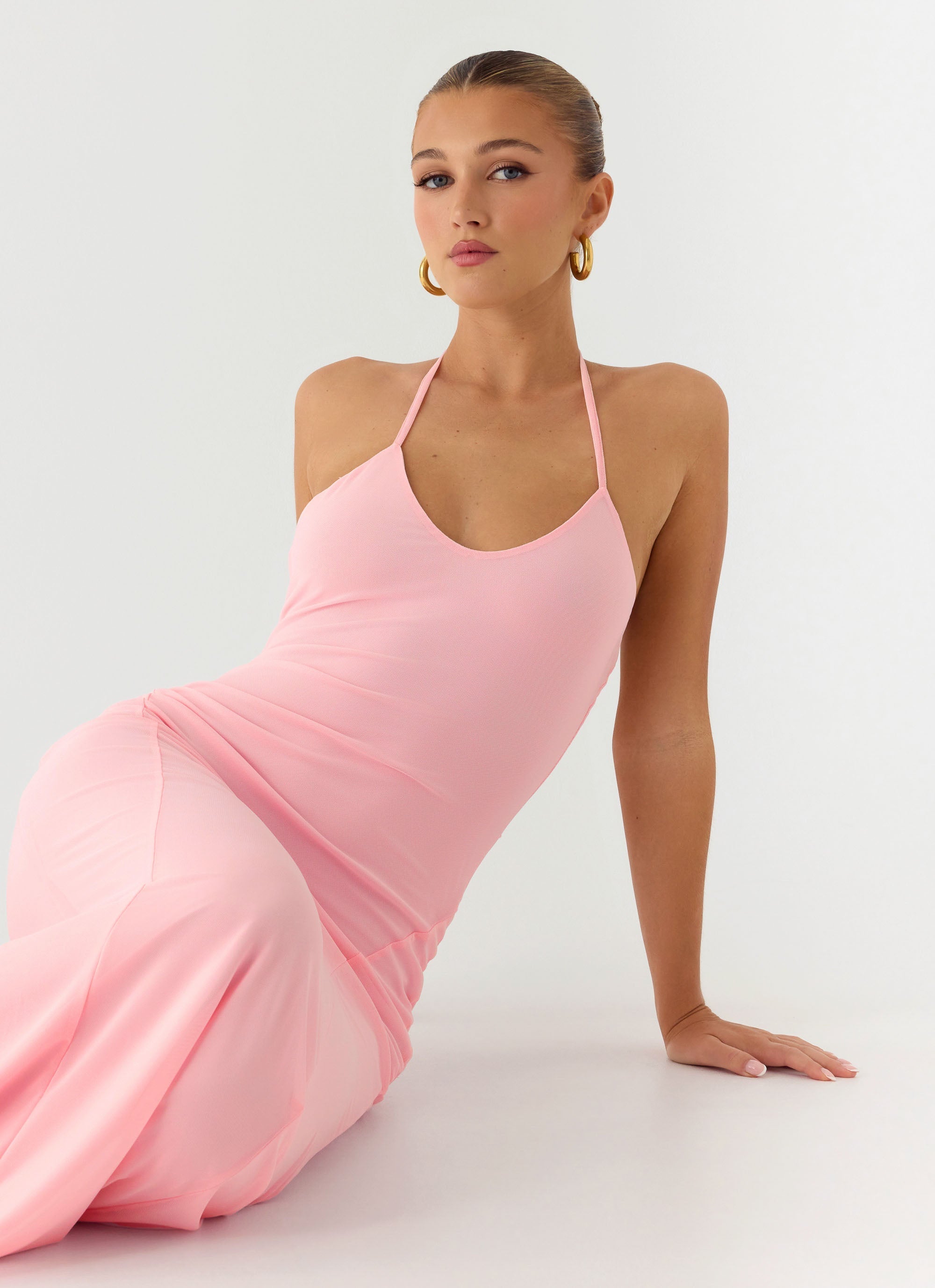 Jolin Halter Maxi Dress - Baby Pink