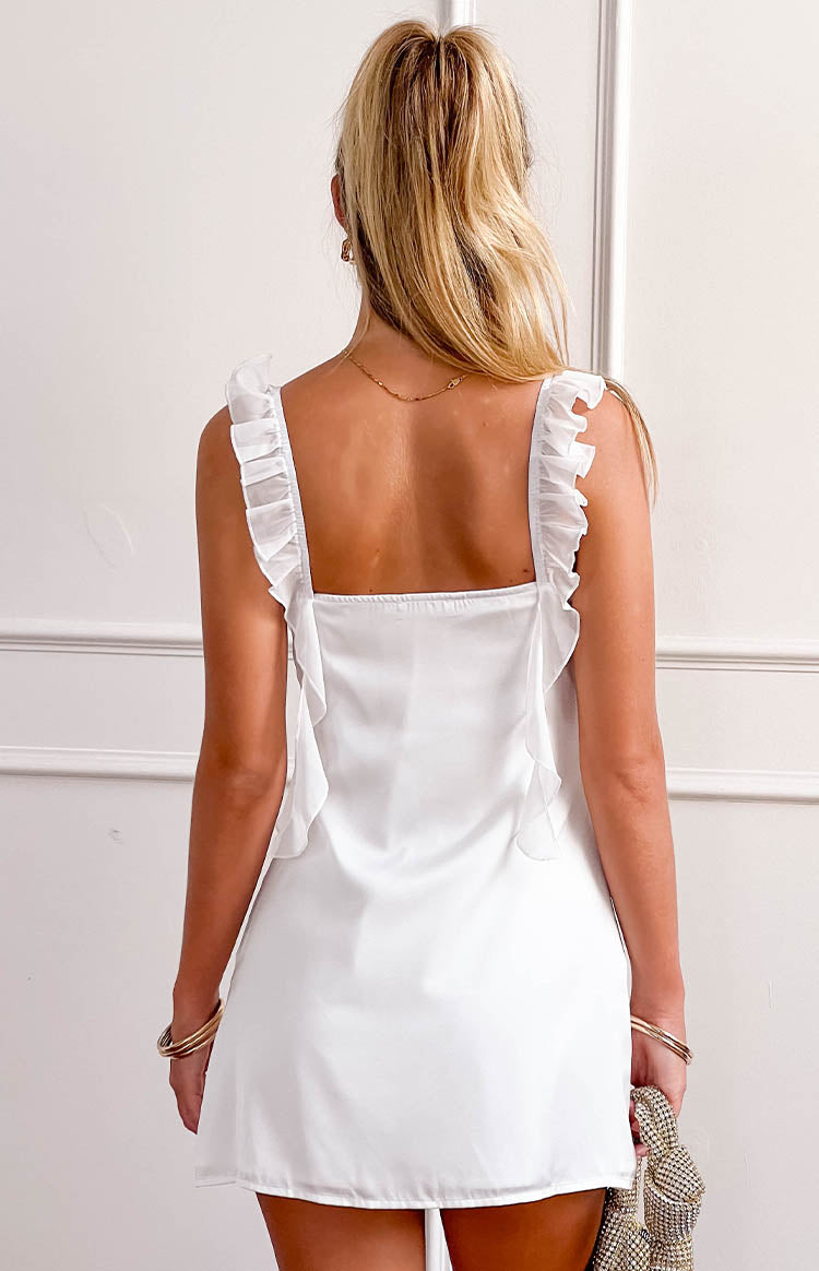 Elegeleges White Satin Mini Dress