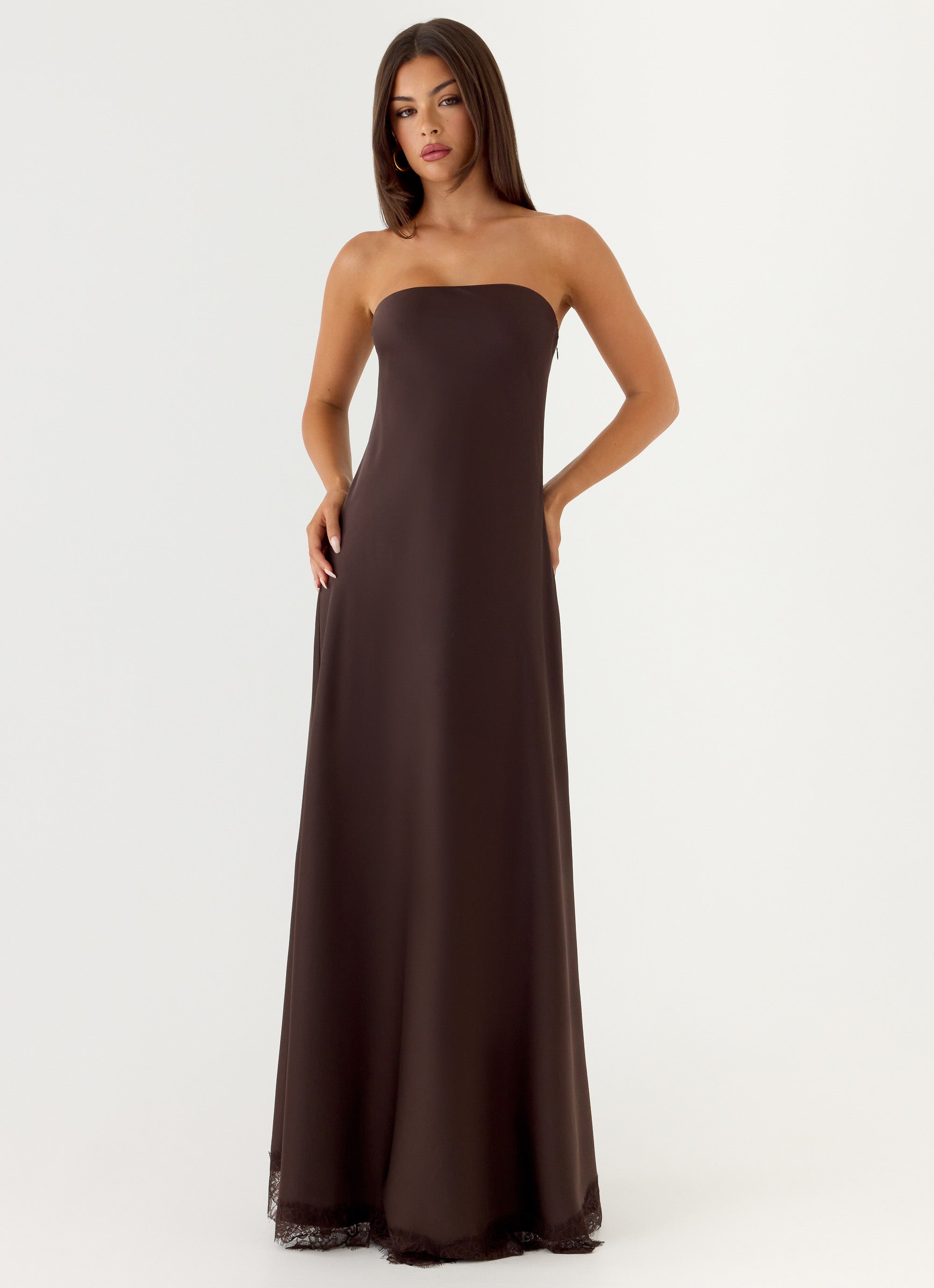 Kayleigh Strapless Maxi Dress - Chocolate Torte