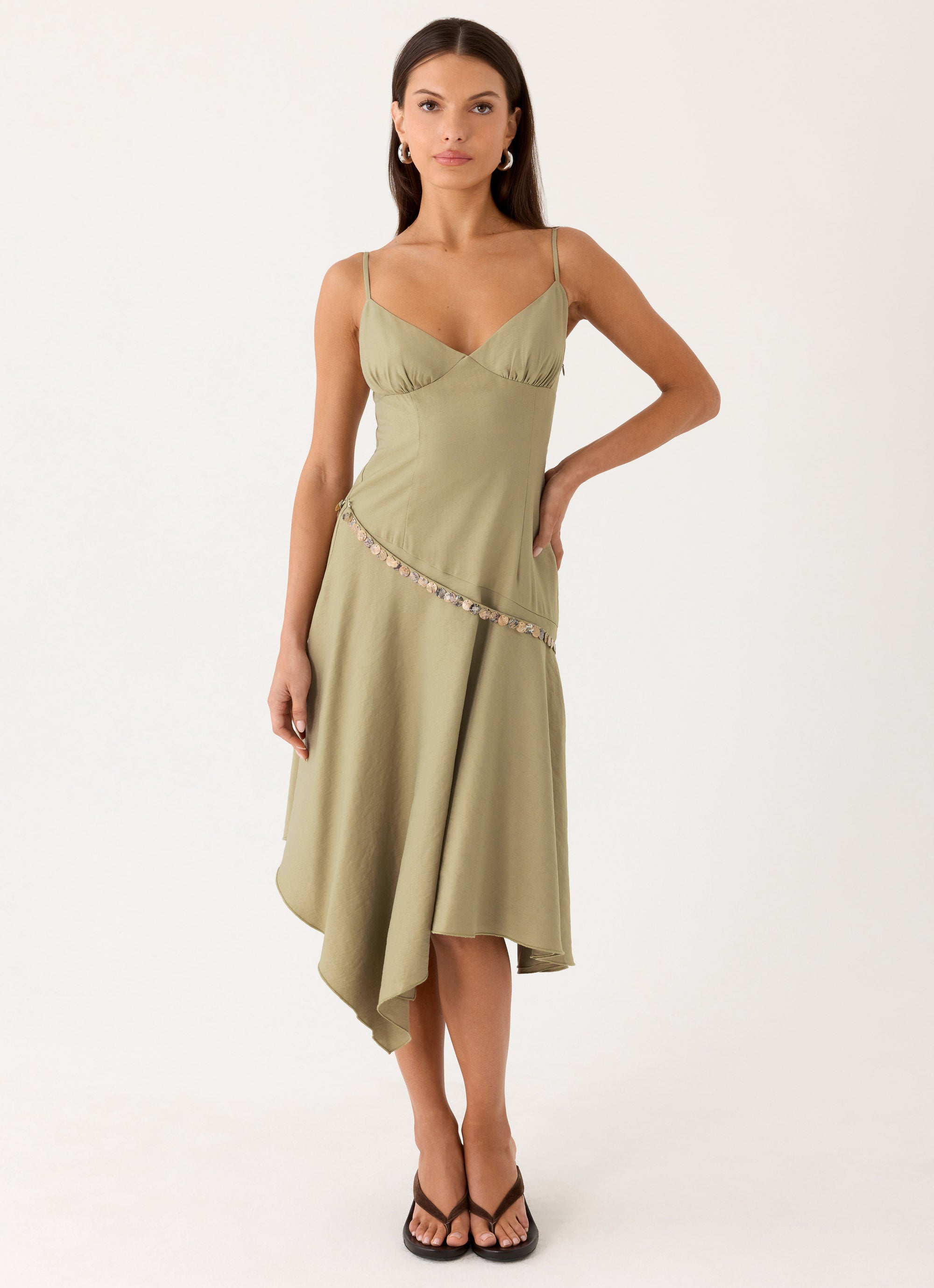 Lazure Midi Dress - Pale Olive
