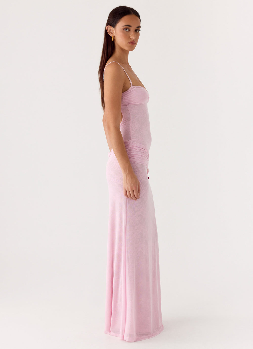 Natty Lace Mesh Maxi Dress - Petal Pink