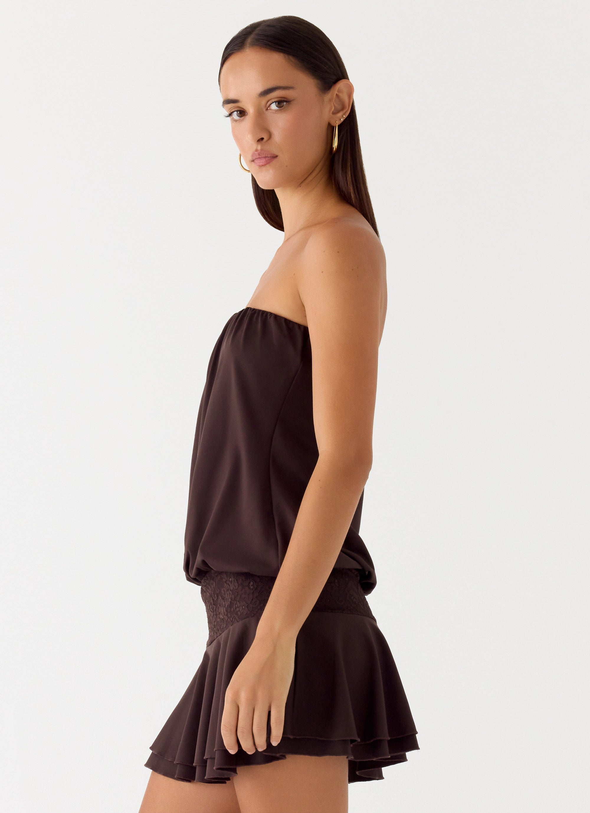 Noreen Strapless Mini Dress - Chocolate Torte