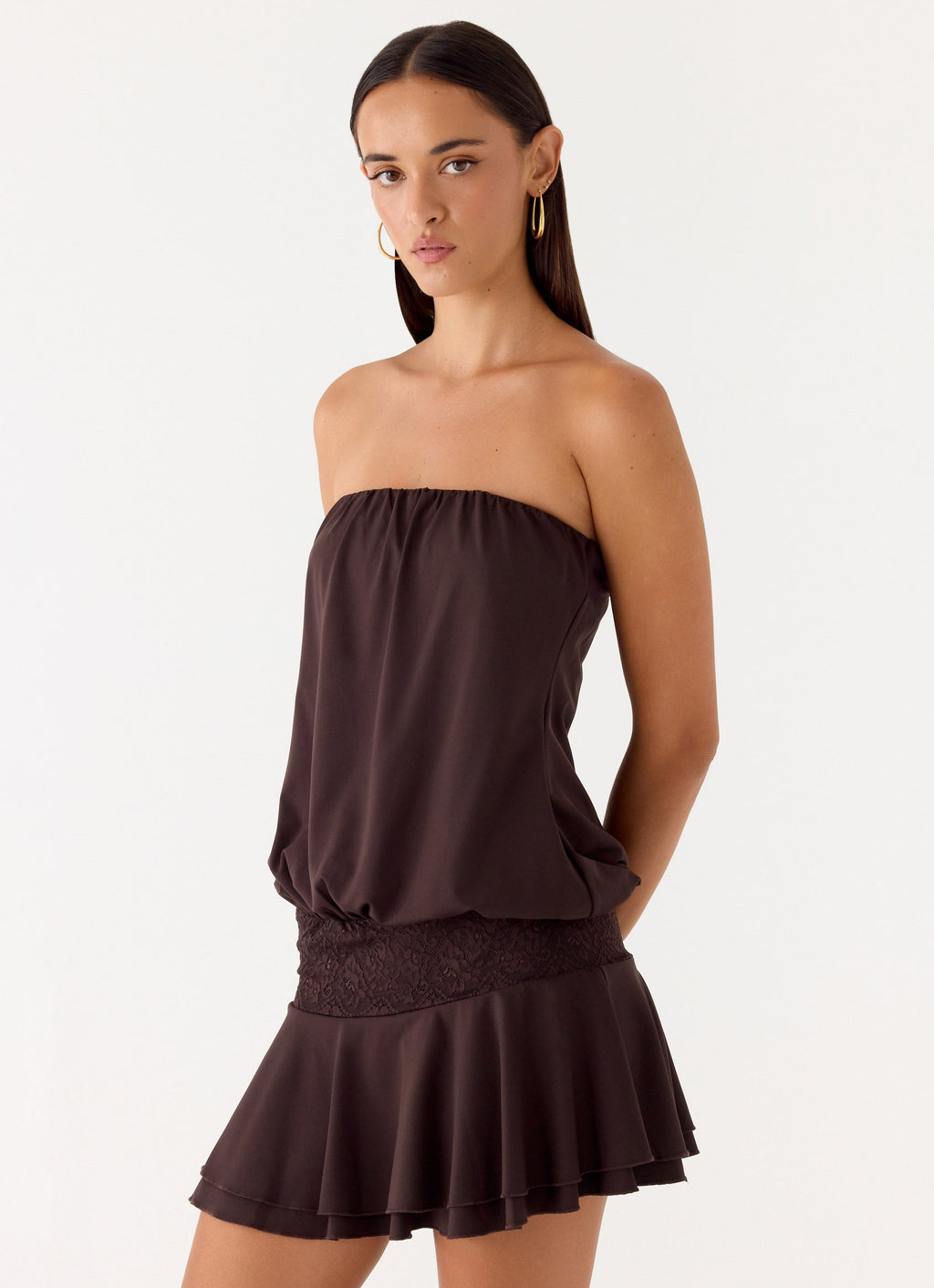 Noreen Strapless Mini Dress - Chocolate Torte