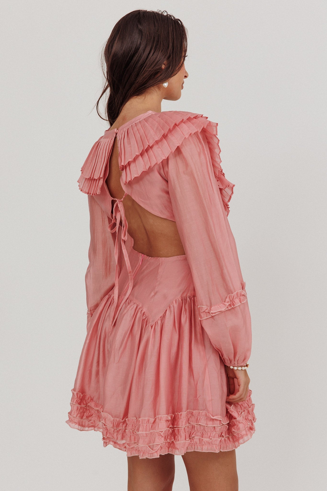 Alive Pleated Sailor Collar Mini Dress Dusty Pink by Selfie Leslie