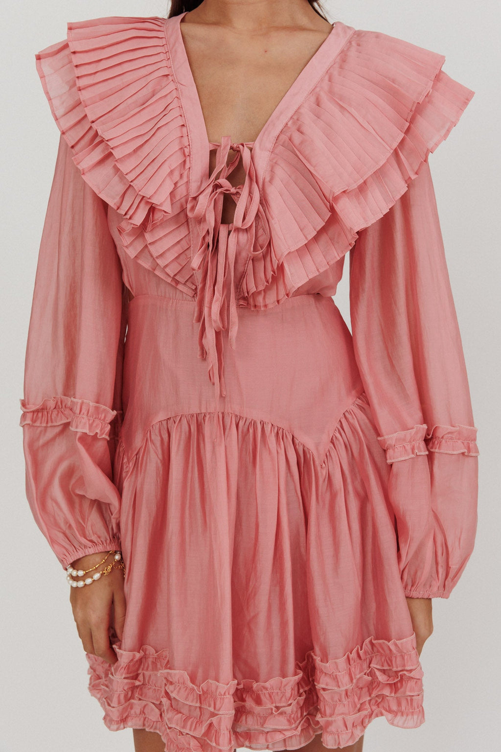 Alive Pleated Sailor Collar Mini Dress Dusty Pink by Selfie Leslie