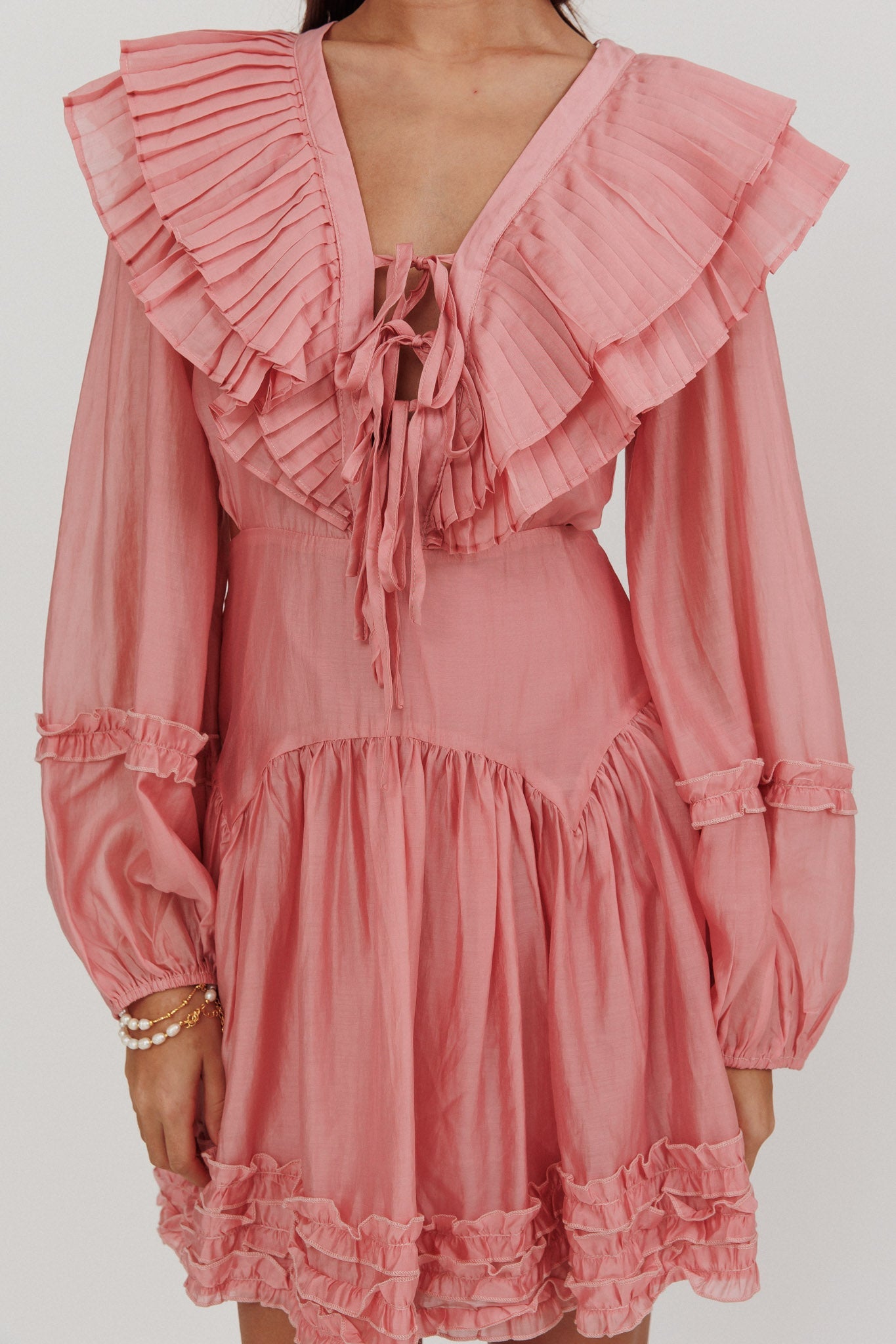 Alive Pleated Sailor Collar Mini Dress Dusty Pink by Selfie Leslie