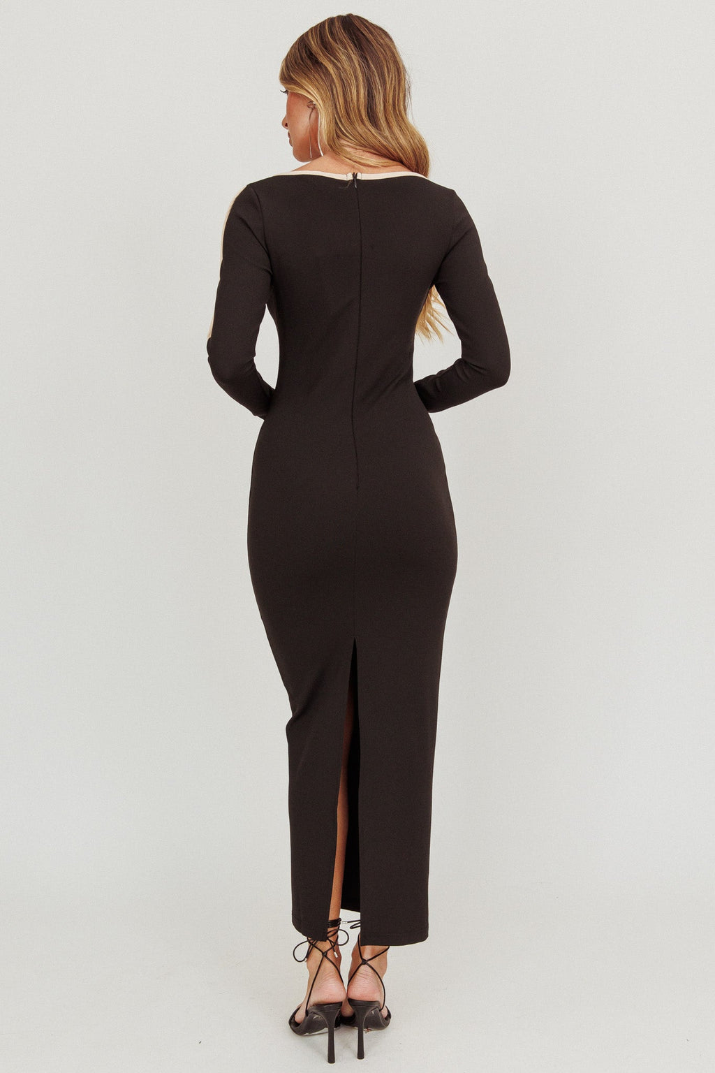 Moonglade Long Sleeve Bodycon Maxi Dress Black by Selfie Leslie