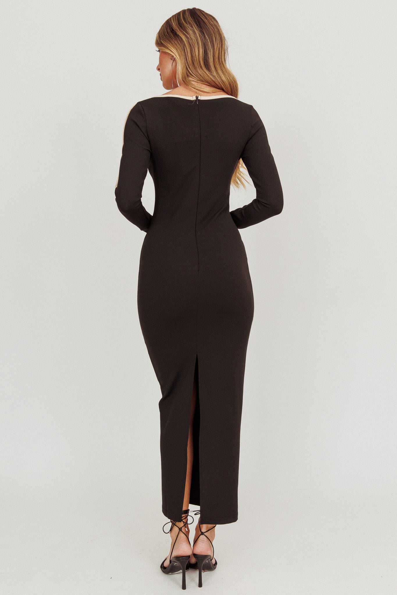 Moonglade Long Sleeve Bodycon Maxi Dress Black by Selfie Leslie