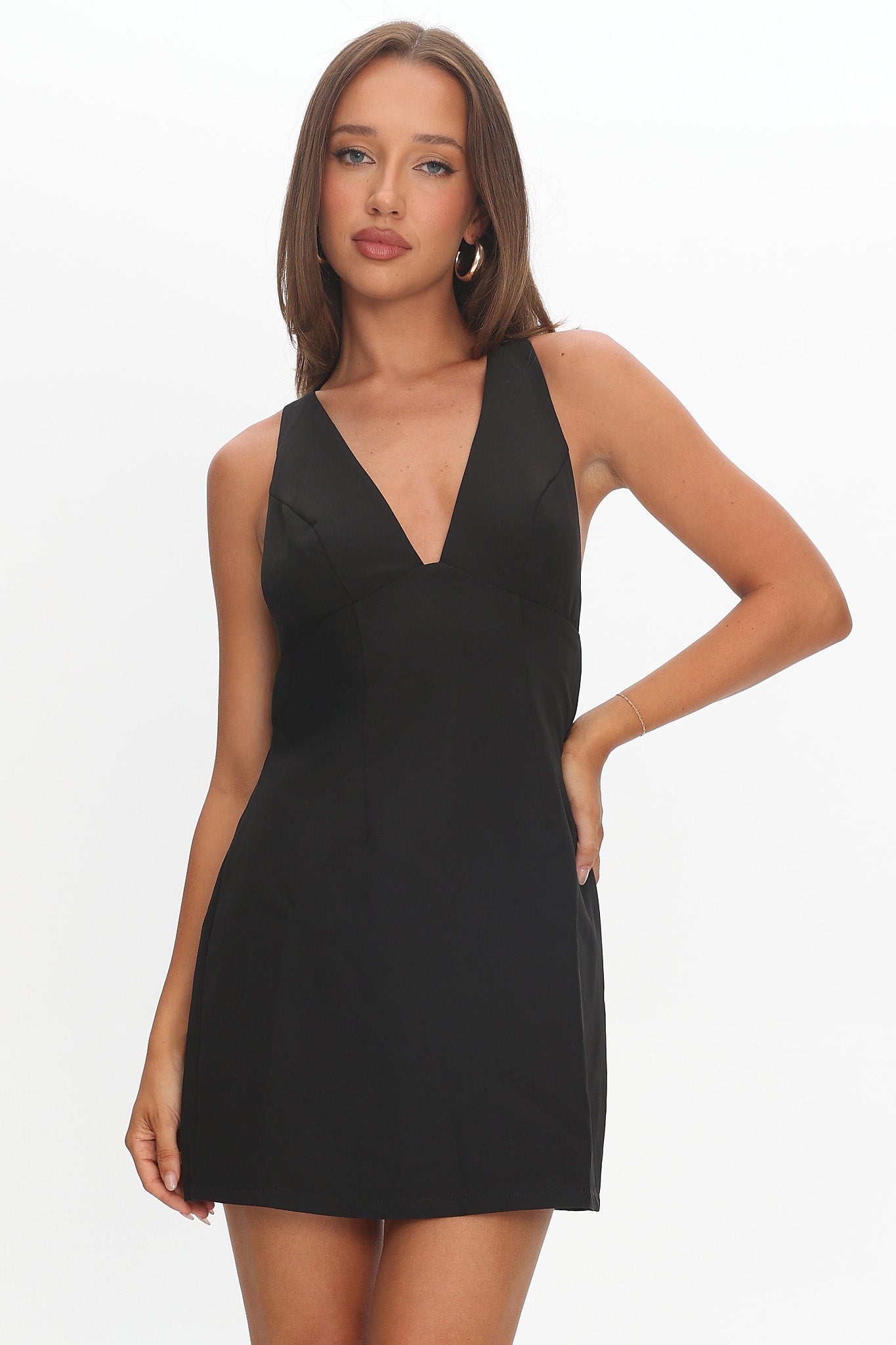 Moonlit Night Ruffle Strap Cut-Out Back Dress Black by Selfie Leslie