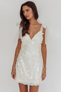 Mykonos Morning Tied Shoulder Sequin Mini Dress White by Selfie Leslie