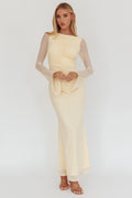 Luna Love Long Sleeve Mesh Maxi Dress Cream by Selfie Leslie