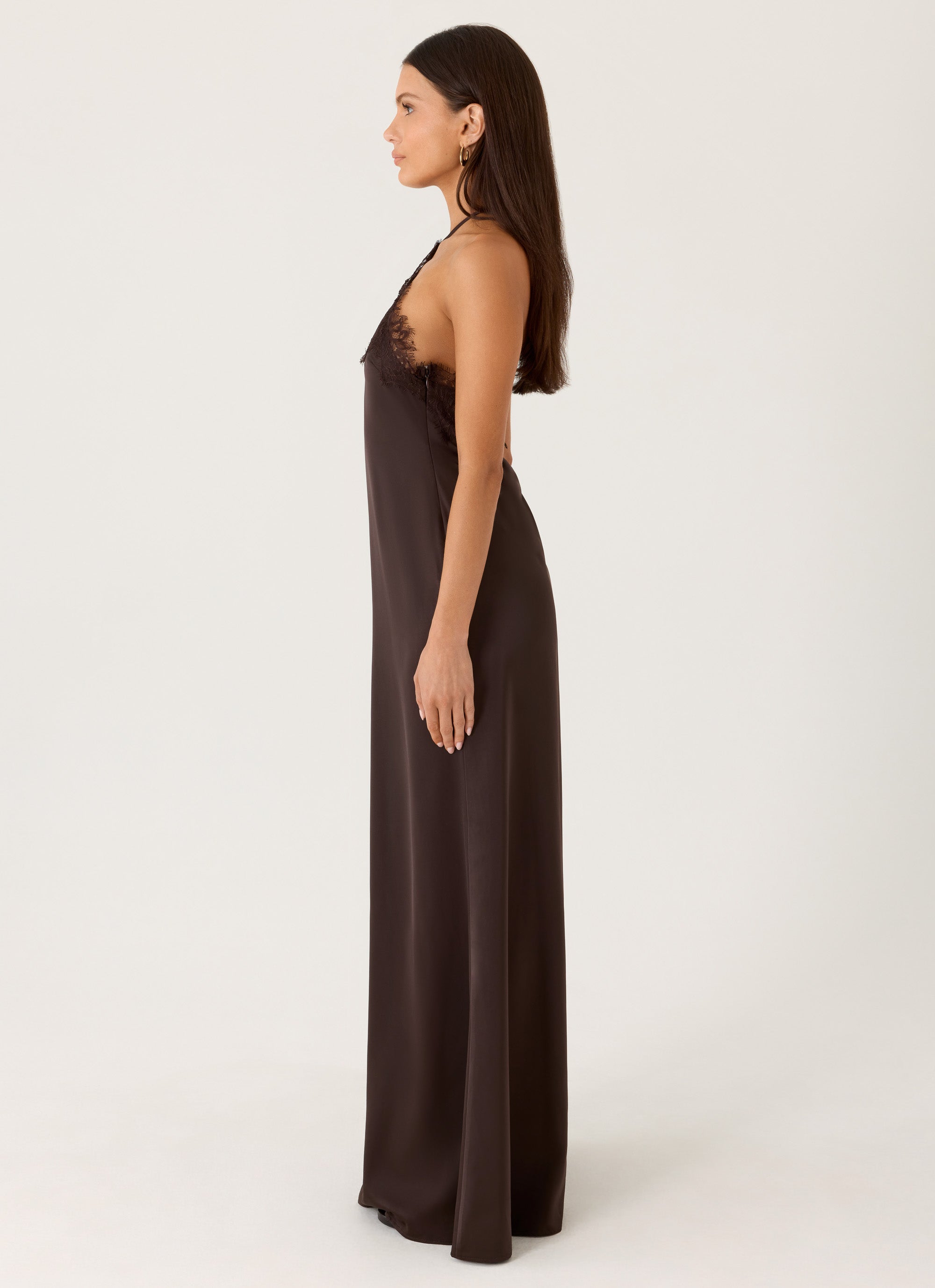 Samaria Halter Maxi Dress - Chocolate