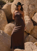 Samaria Halter Maxi Dress - Chocolate