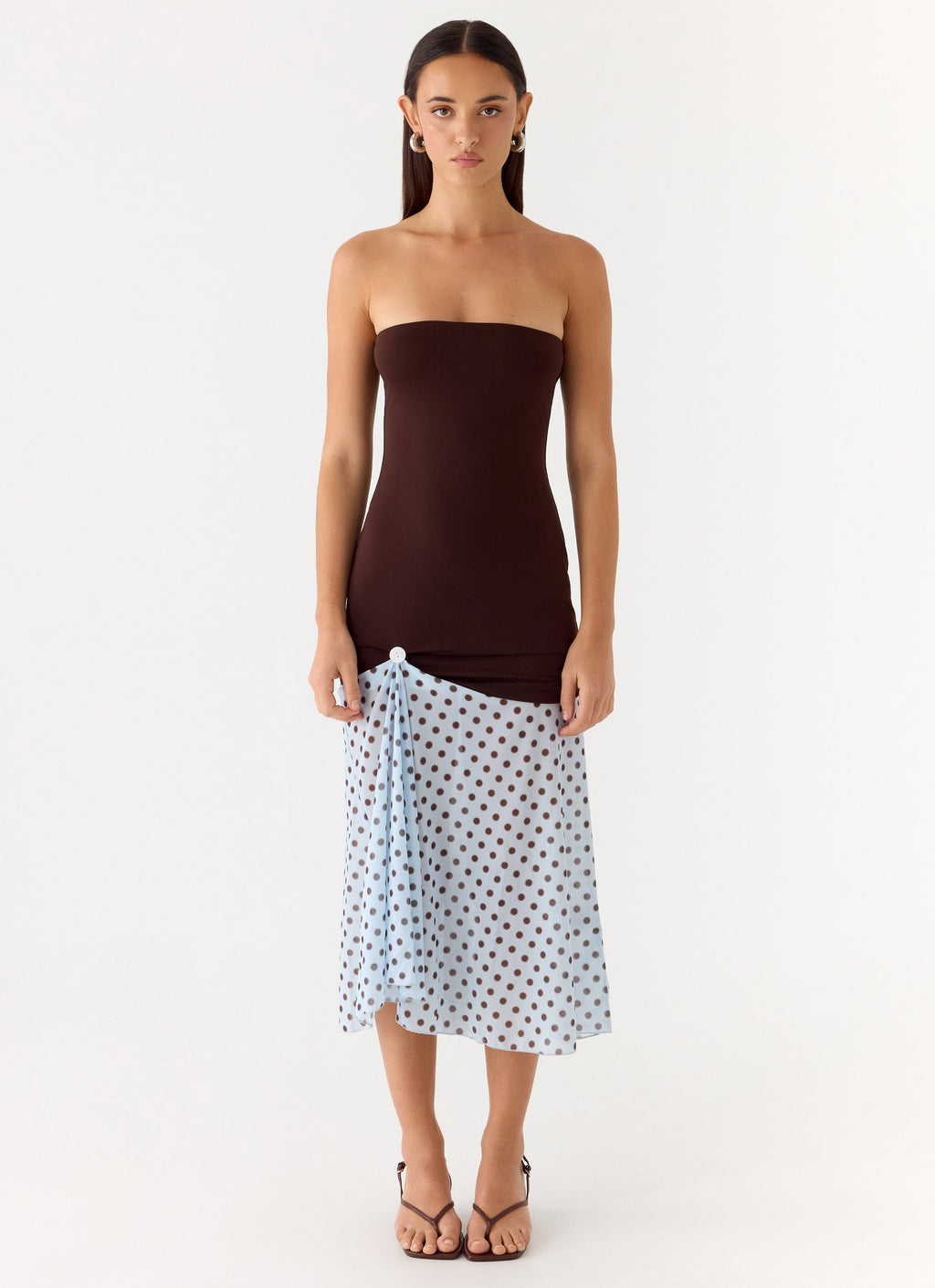 Schell Midi Dress - Chocolate Dot