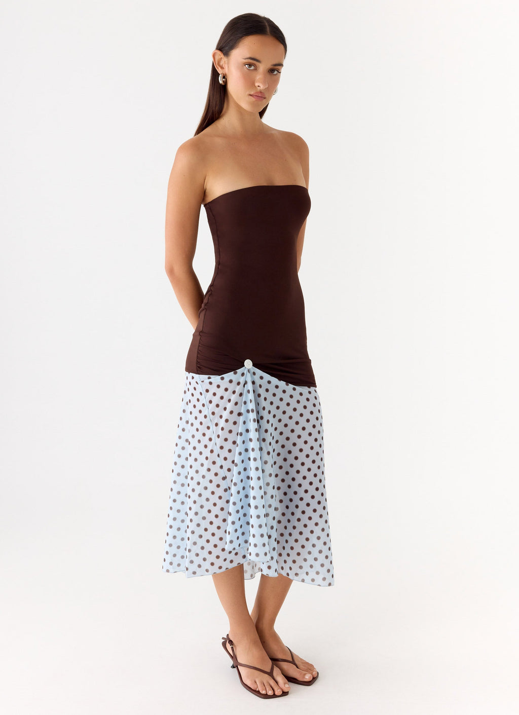 Schell Midi Dress - Chocolate Dot