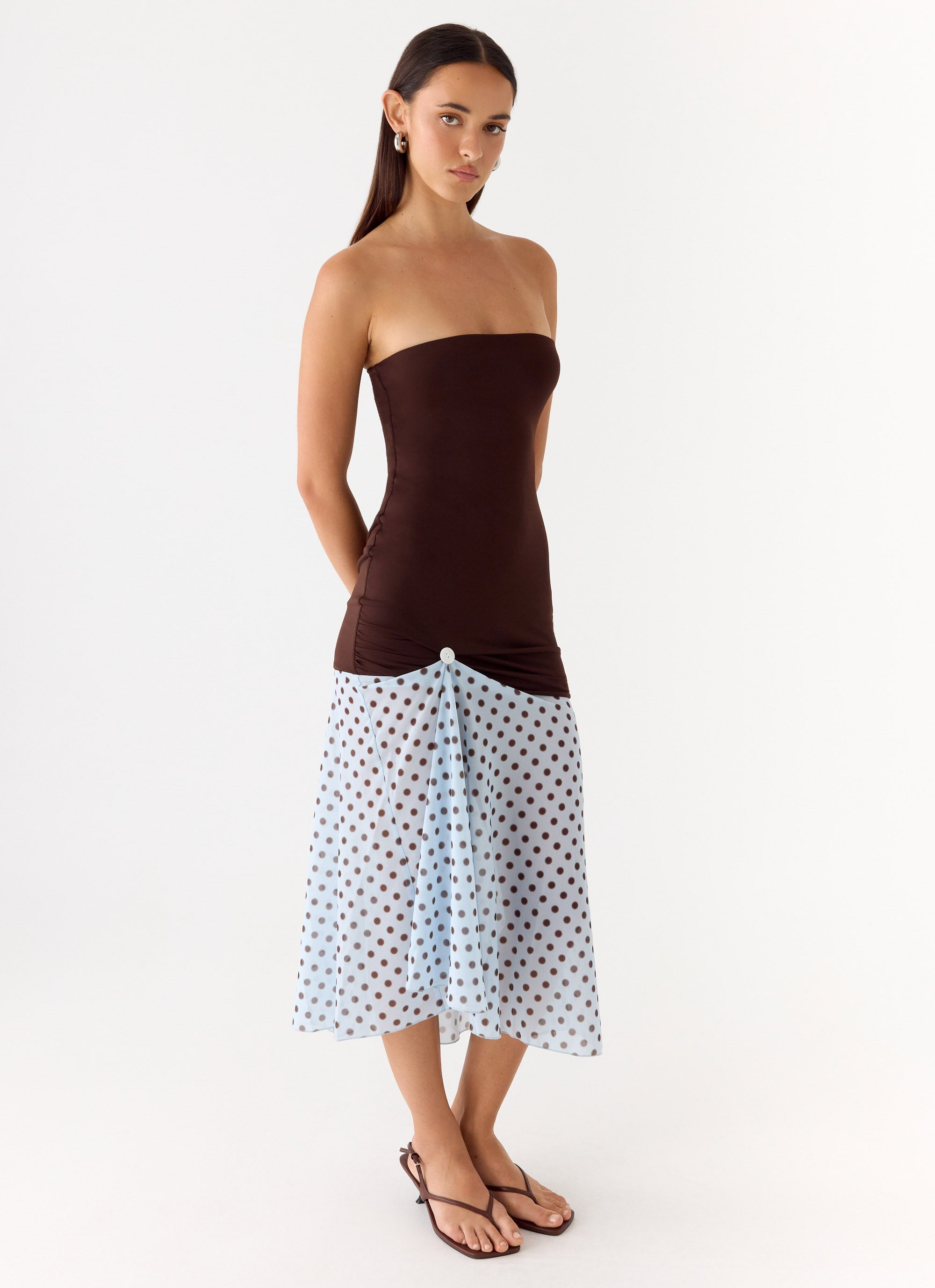 Schell Midi Dress - Chocolate Dot