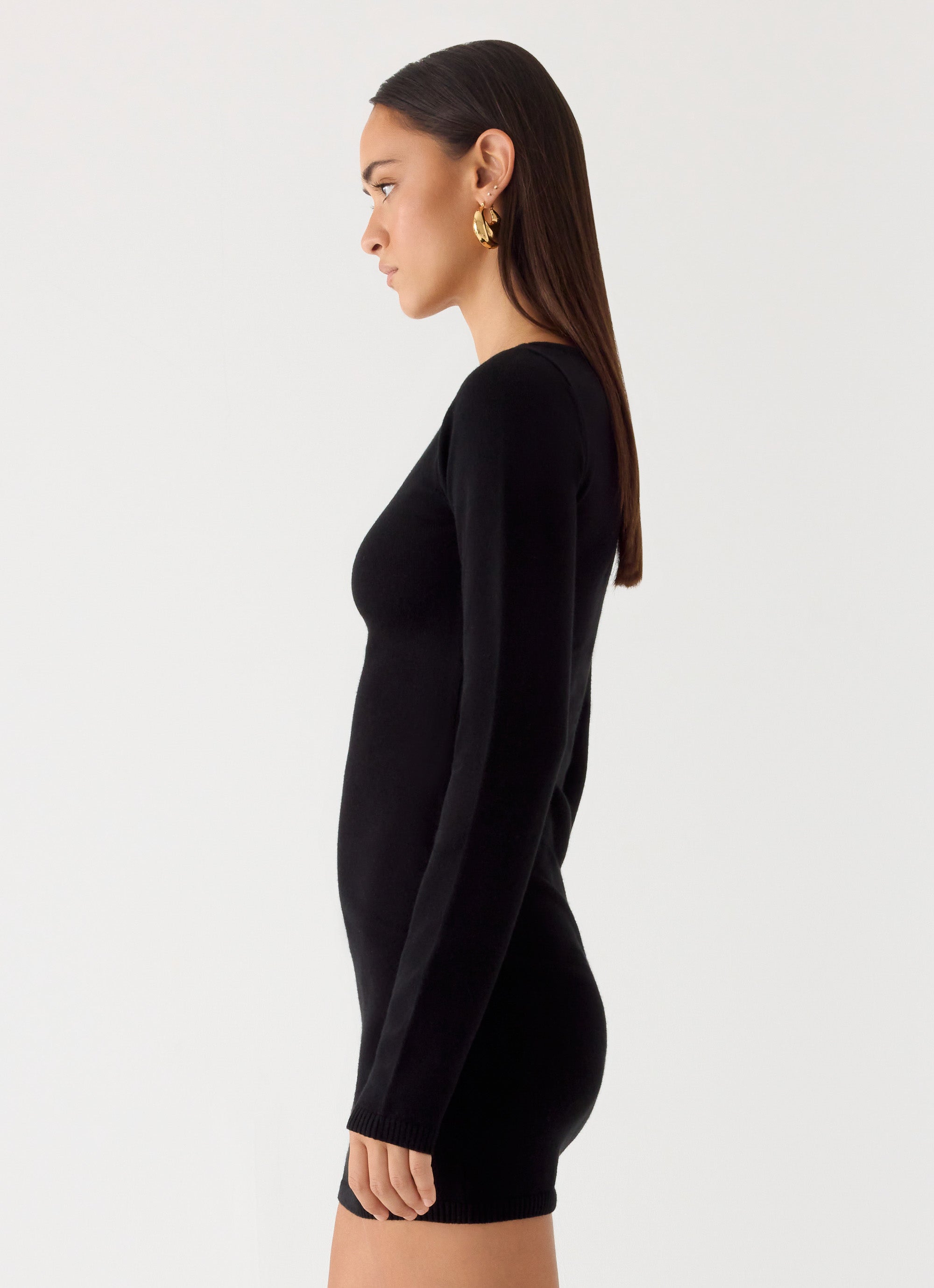 Soft Vision Knit Mini Dress - Black