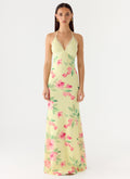 Takedown Halter Maxi Dress - Lemon Soleil