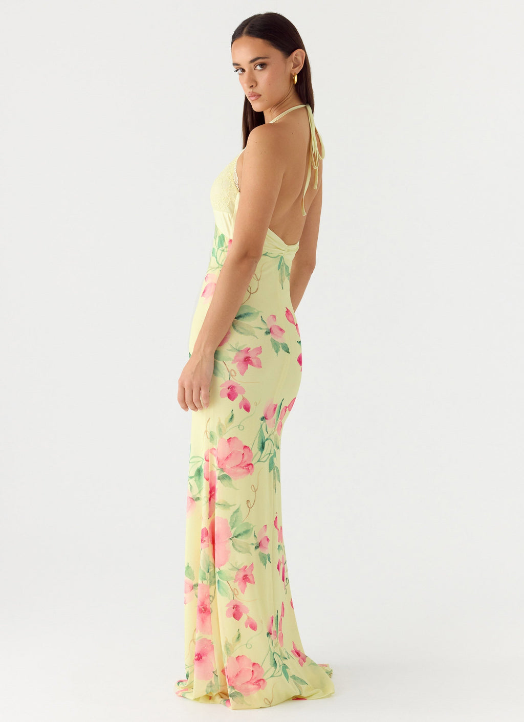 Takedown Halter Maxi Dress - Lemon Soleil